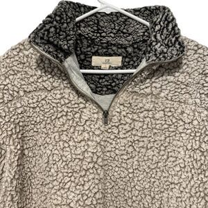 Thread + Supply Sherpa Jacket‎ Cream Womens L Quarter Zip Teddy Fleece Cozy